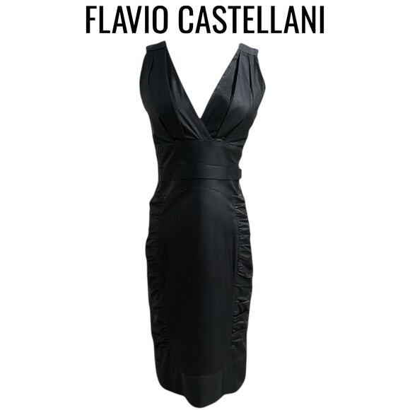 Flavio Castellani Black Midi Sheath Dress - Picture 1 of 9